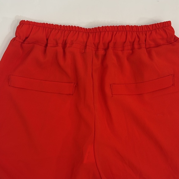 Vibrant Casual Short Italian red/orange drawstring waist crepe sheer classic - Picture 9 of 9